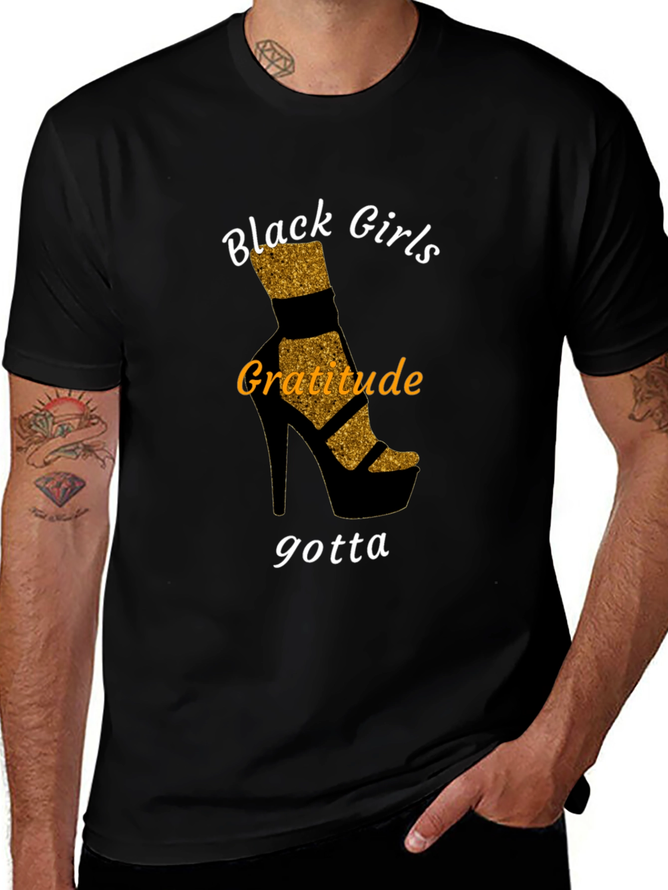 Black Girls Gratitude T-Shirt - Stylish Heel Design