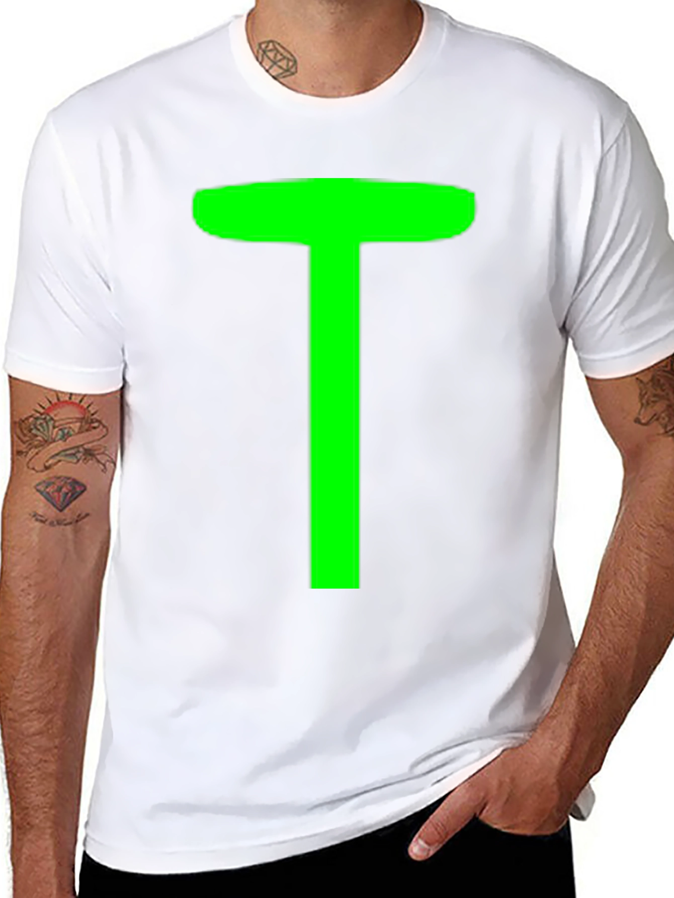 Green T on Black Unisex T-Shirt