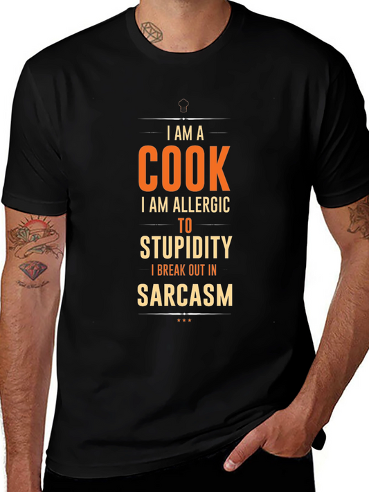 Funny Cook T-Shirt - Allergic to Stupidity Sarcasm Chef Tee