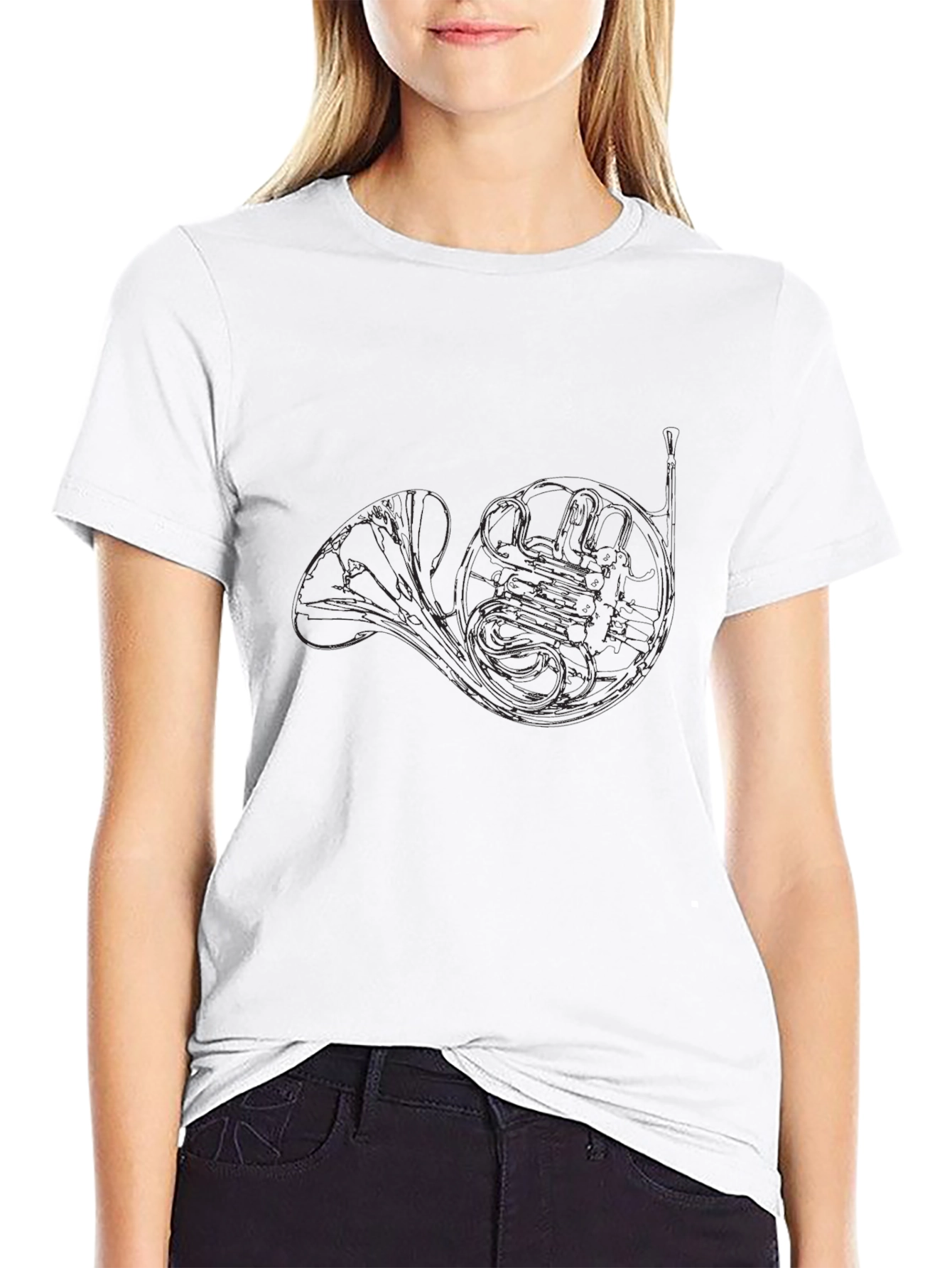 Horn Outline Graphic Tee - Musicians Black T-Shirt