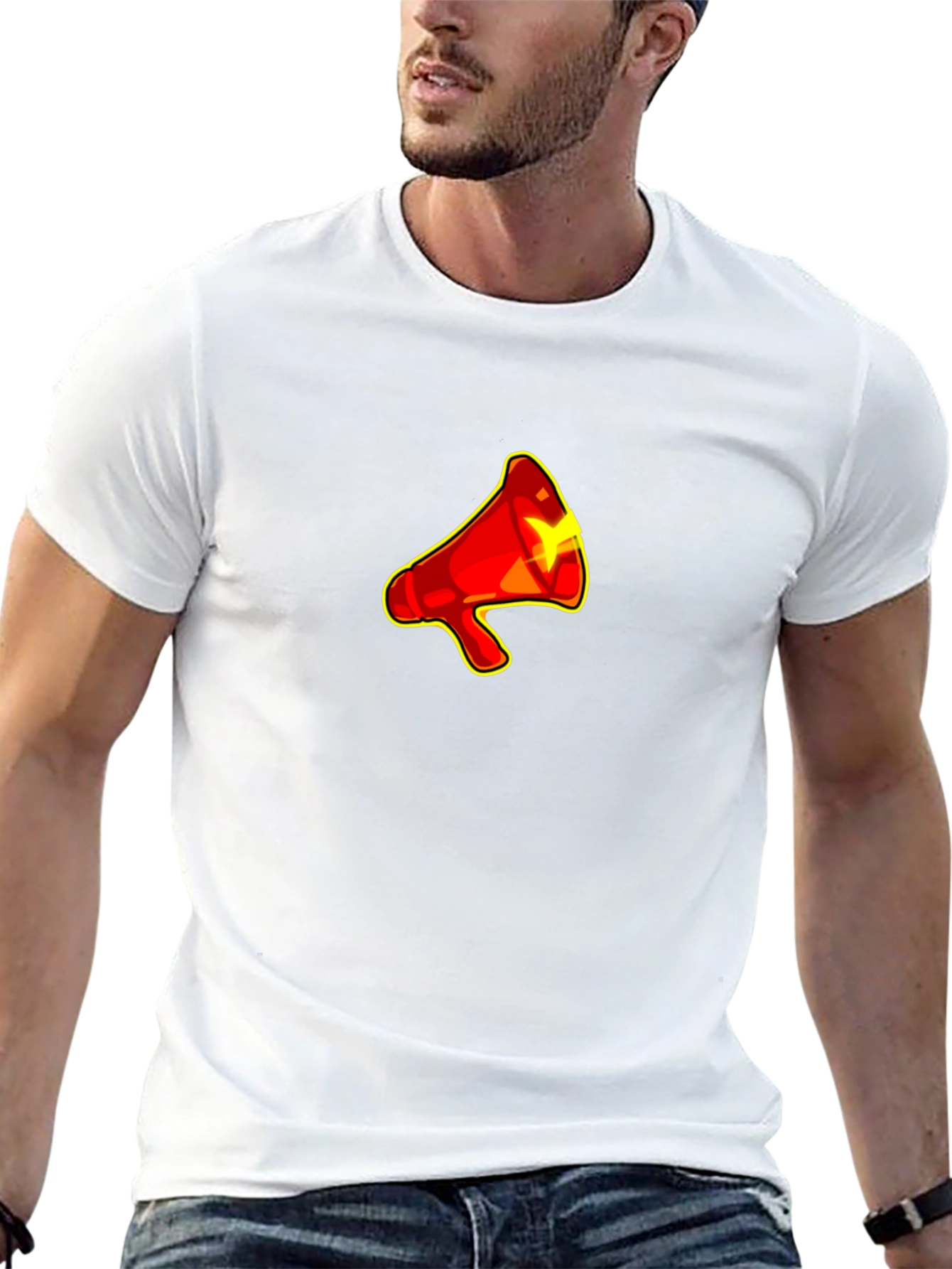 Red Megaphone Graphic Black T-Shirt
