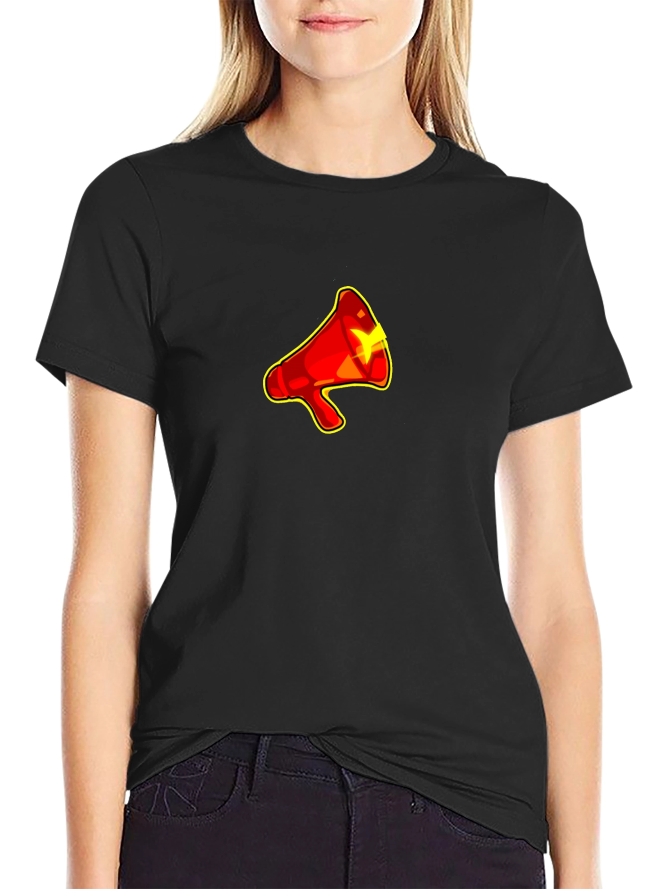 Red Megaphone Graphic Black T-Shirt