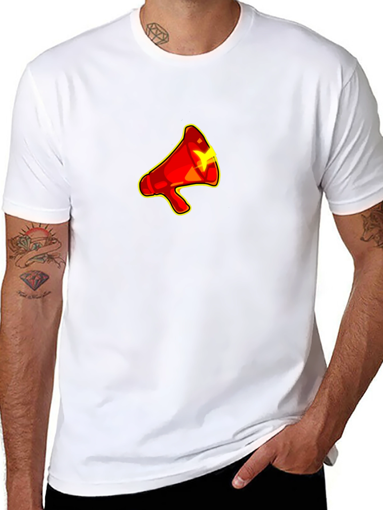 Red Megaphone Graphic Black T-Shirt