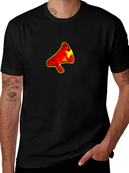 Red Megaphone Graphic Black T-Shirt