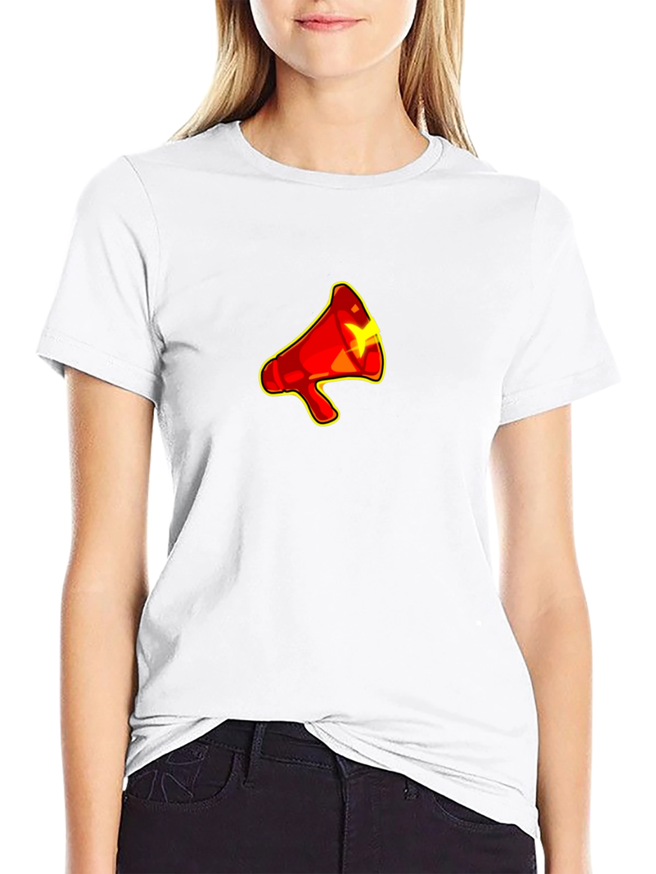 Red Megaphone Graphic Black T-Shirt