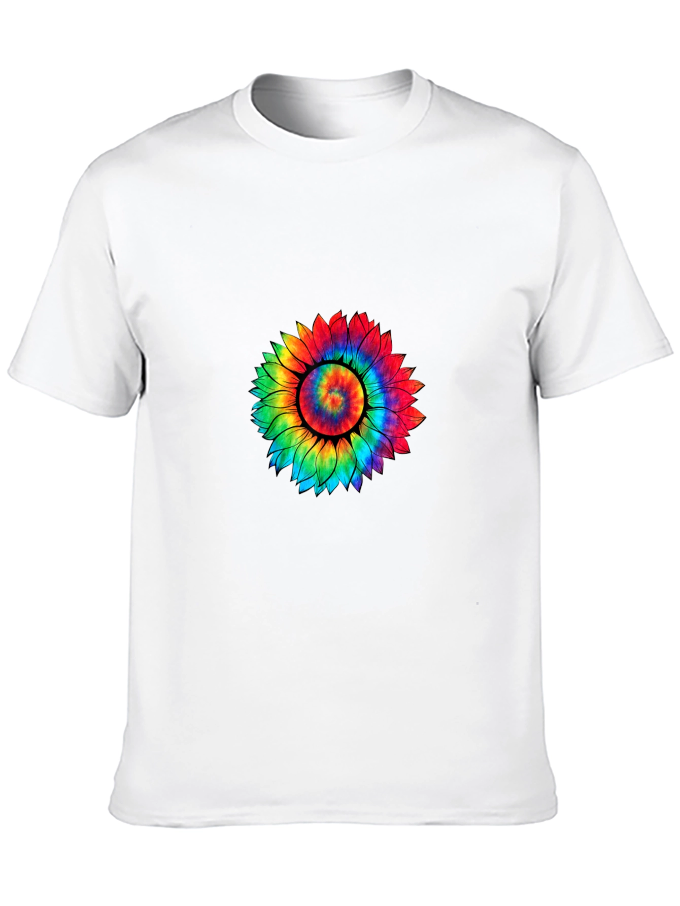 Tie-Dye Sunflower Graphic Tee - Black