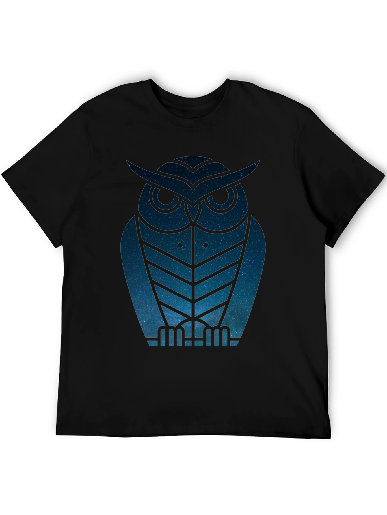 Geometric Owl Graphic Print Mens Black T-Shirt