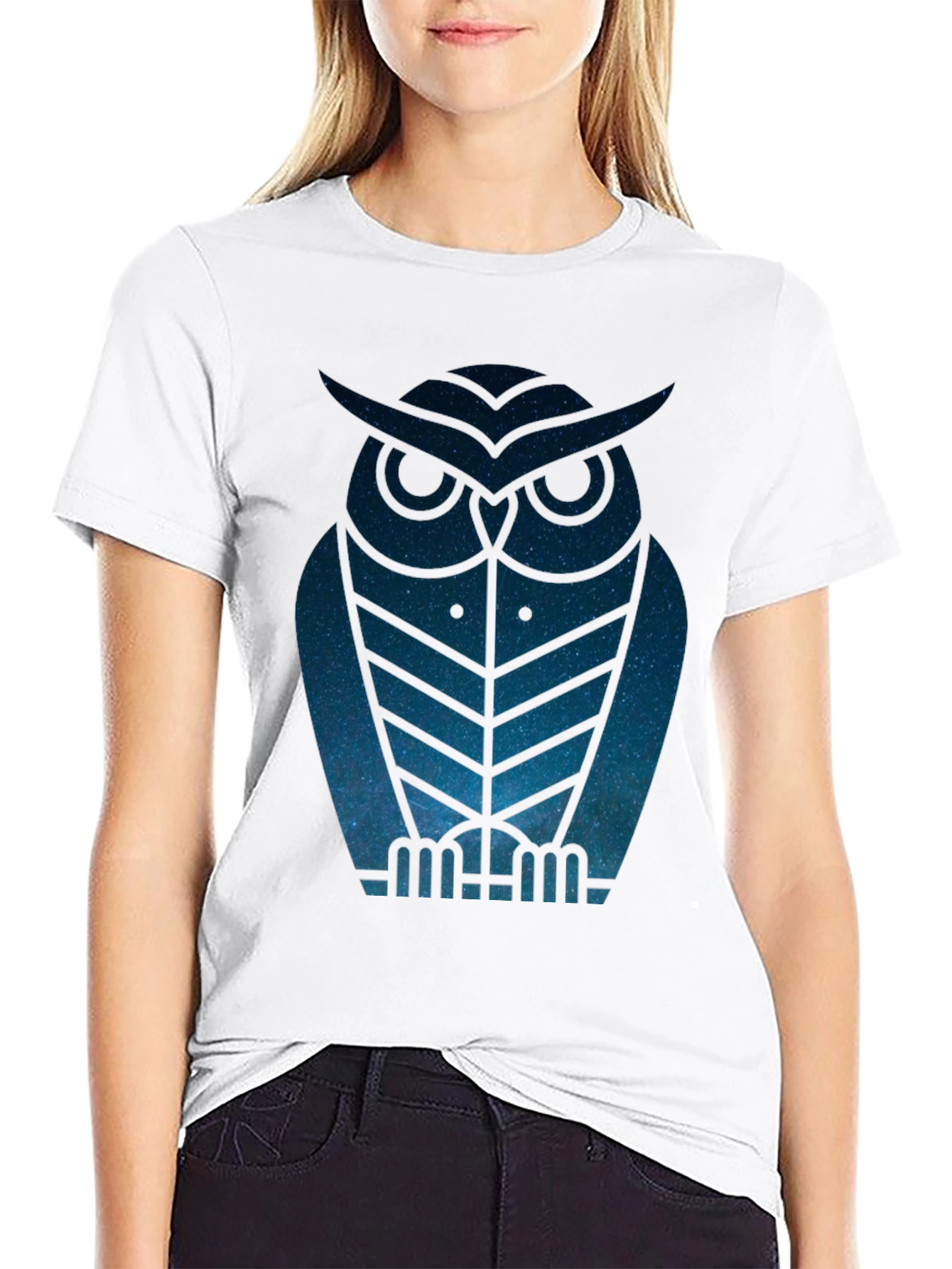 Geometric Owl Graphic Print Mens Black T-Shirt