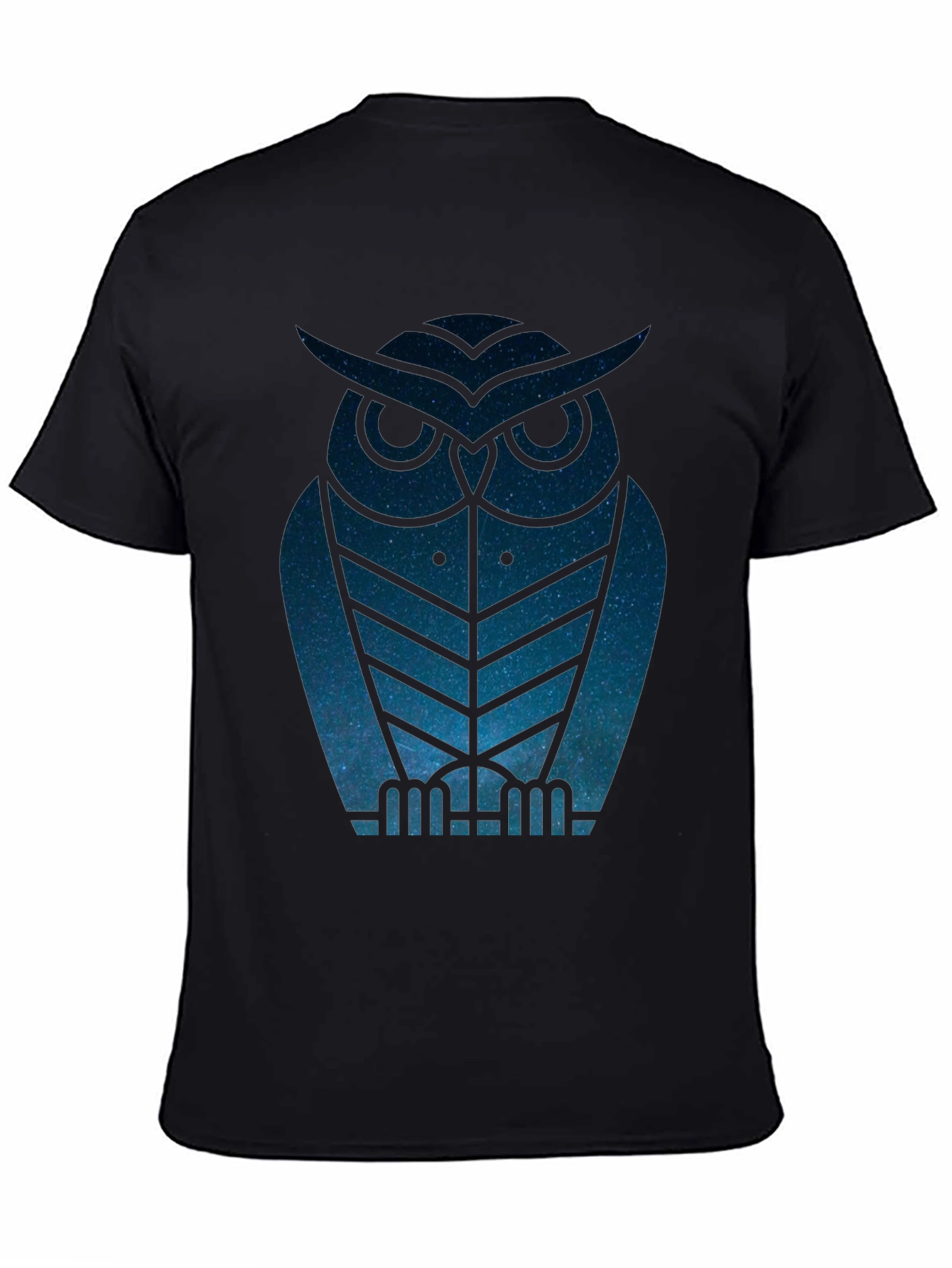 Geometric Owl Graphic Print Mens Black T-Shirt