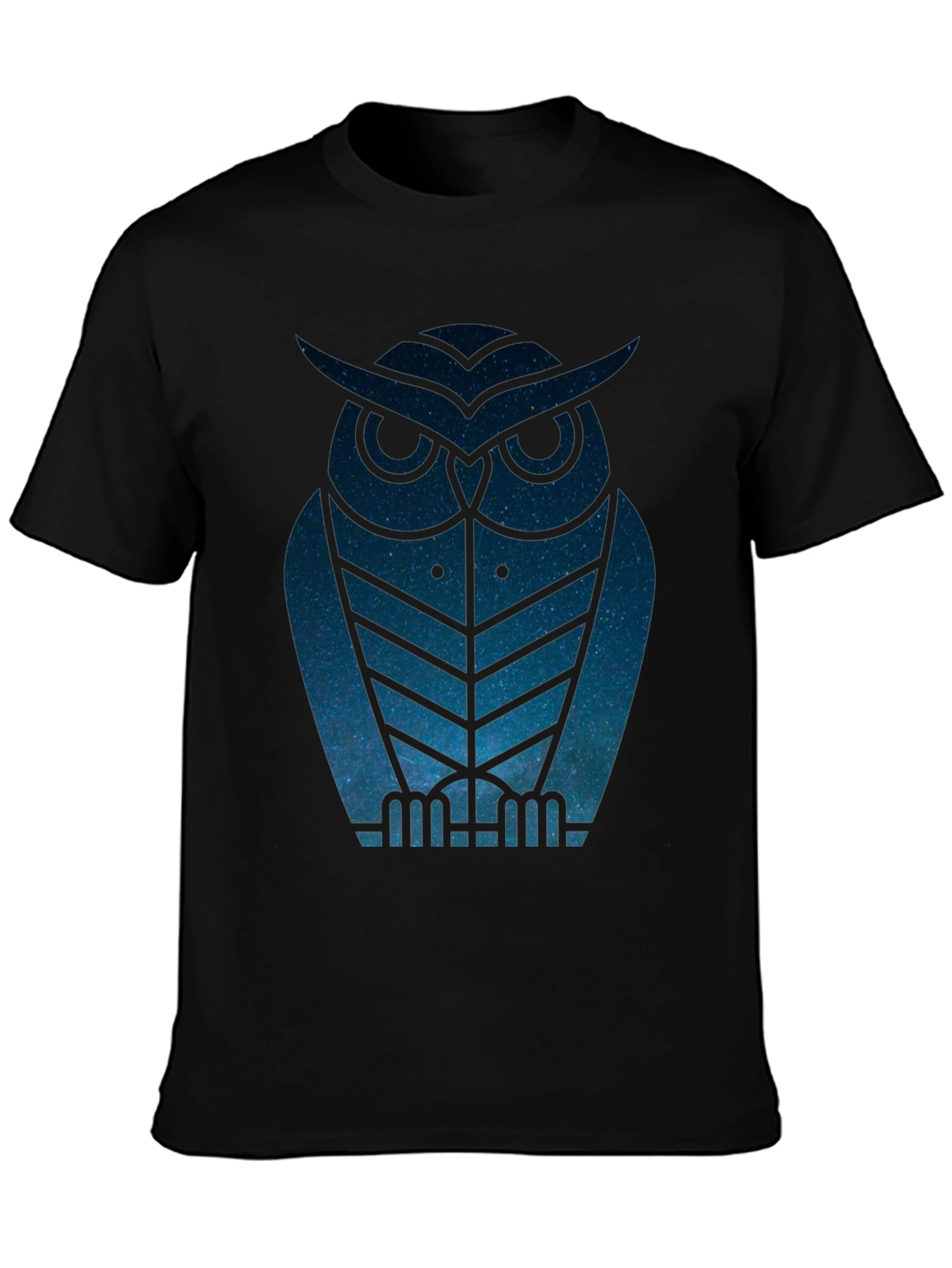 Geometric Owl Graphic Print Mens Black T-Shirt