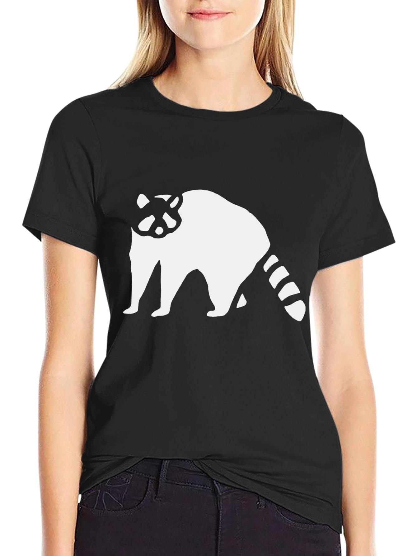Raccoon Graphic T-Shirt - Black Cotton Tee