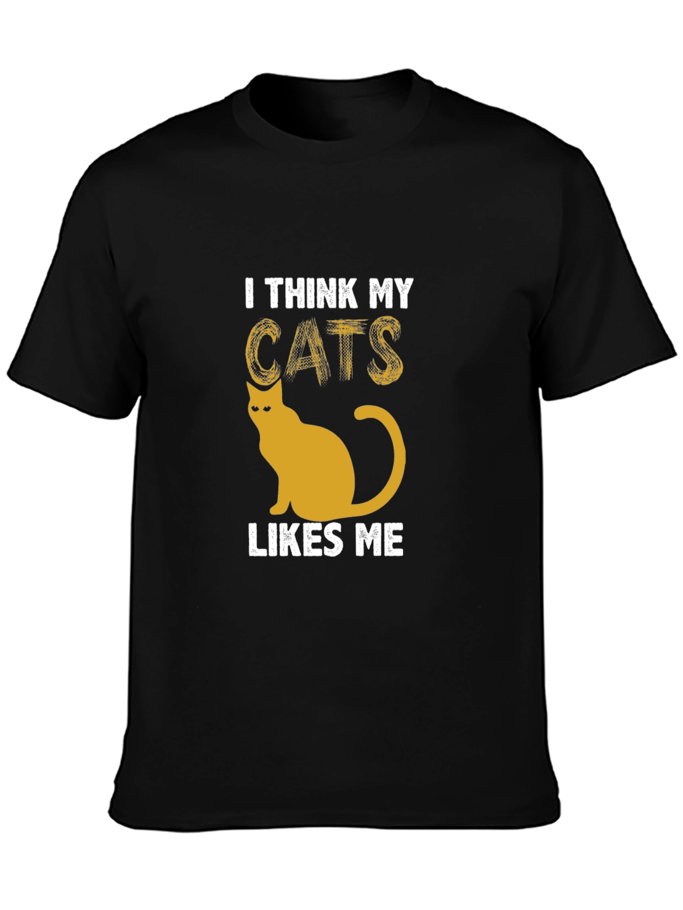I Think My Cats Likes Me Black Graphic Tee