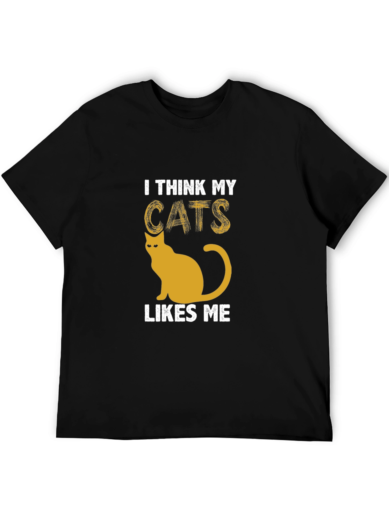 I Think My Cats Likes Me Black Graphic Tee