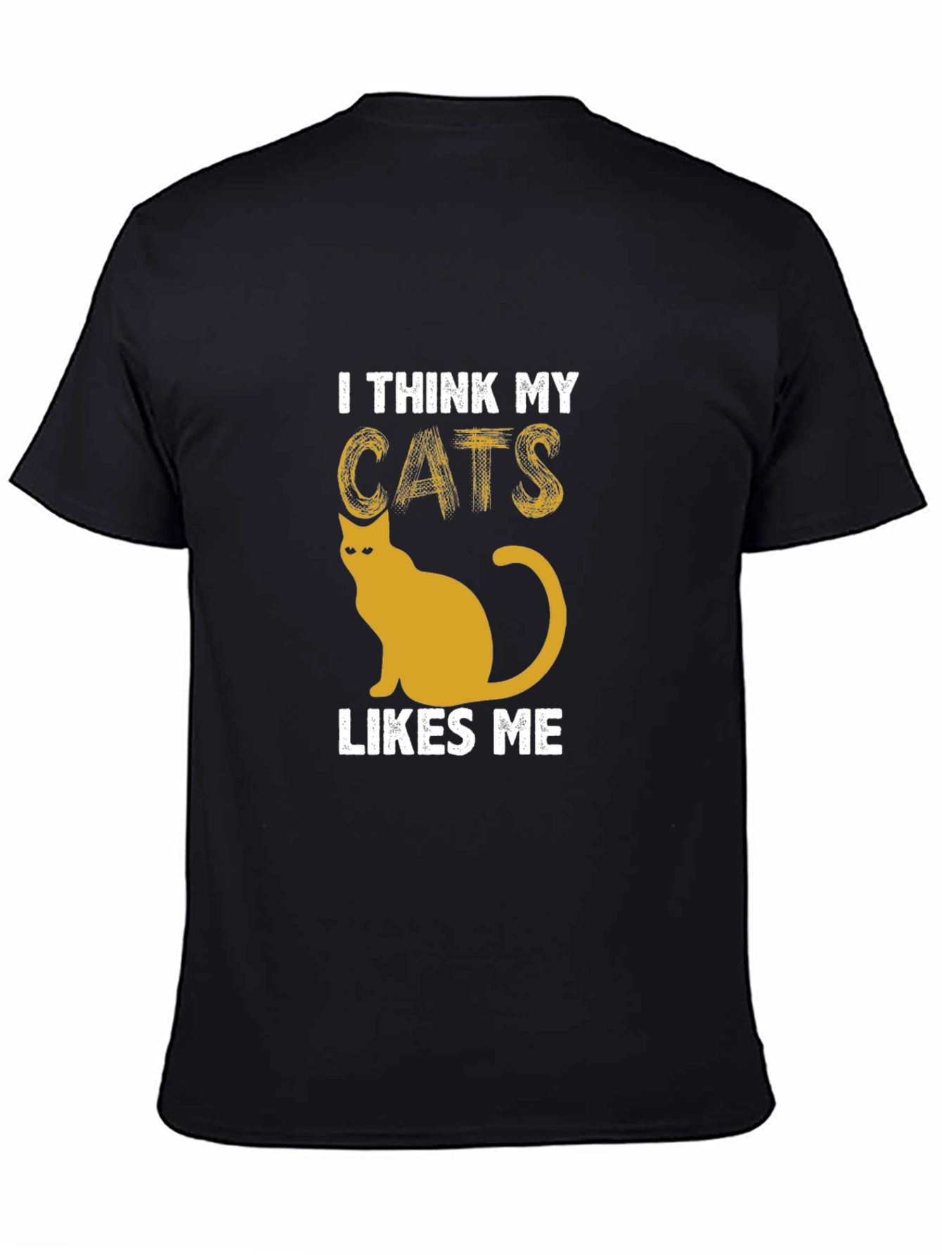 I Think My Cats Likes Me Black Graphic Tee