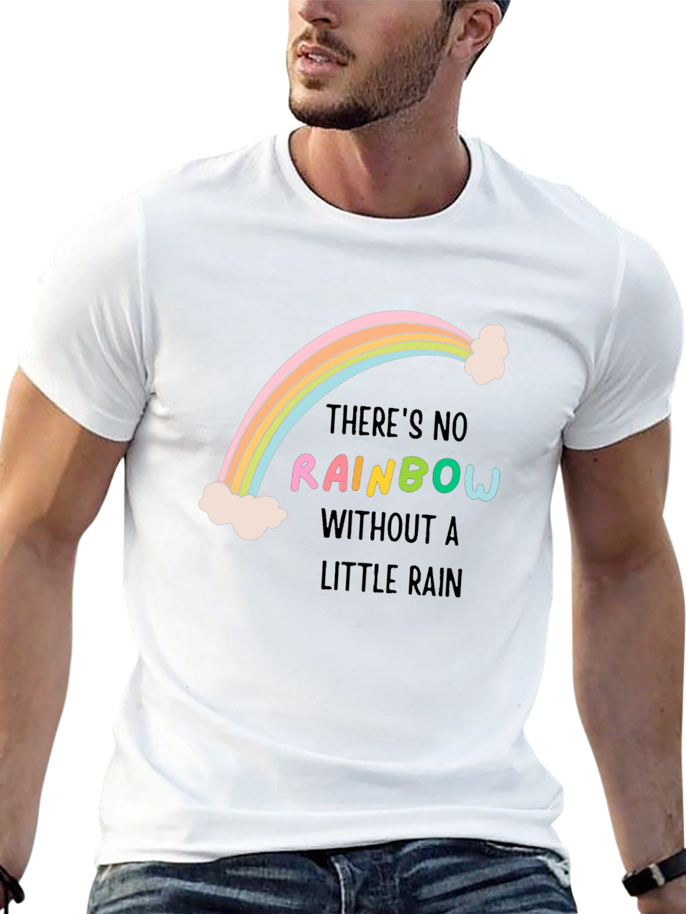 Rainbow Graphic Tee: Inspirational Message Shirt