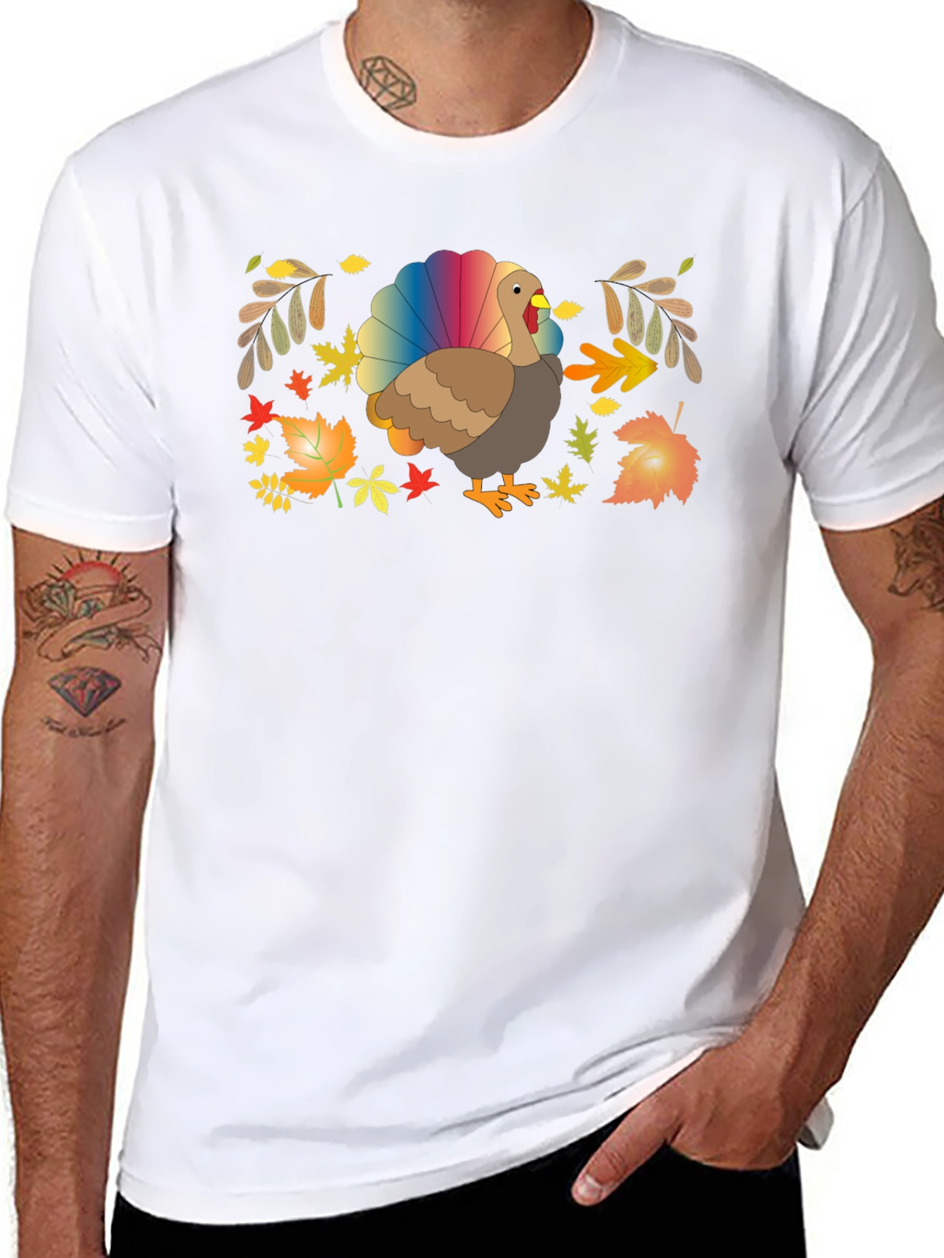 Thanksgiving Turkey Rainbow Tail T-Shirt
