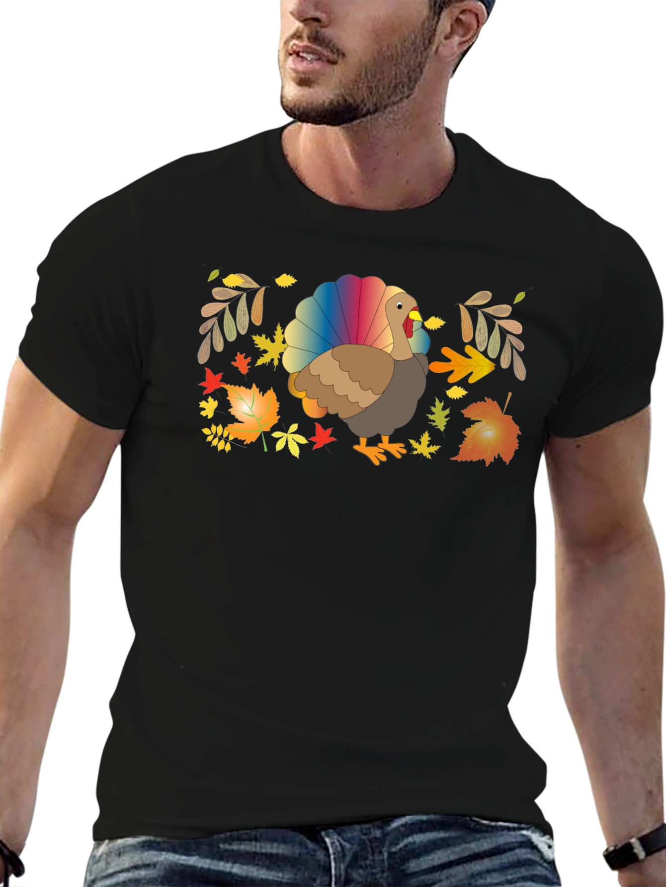 Thanksgiving Turkey Rainbow Tail T-Shirt