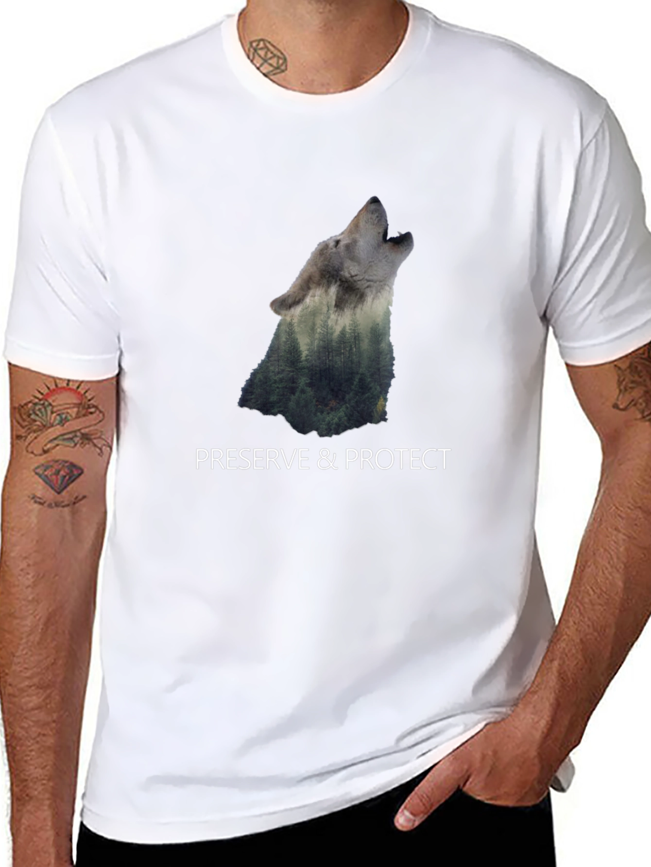 Wolf & Forest Graphic Print Tee