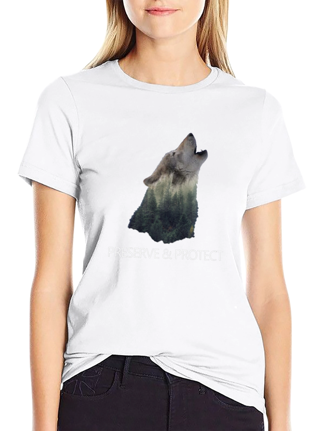Wolf & Forest Graphic Print Tee