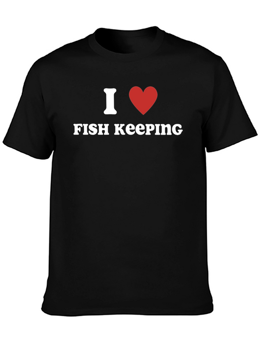 I Heart Fish Keeping T-Shirt - Black Cotton Tee