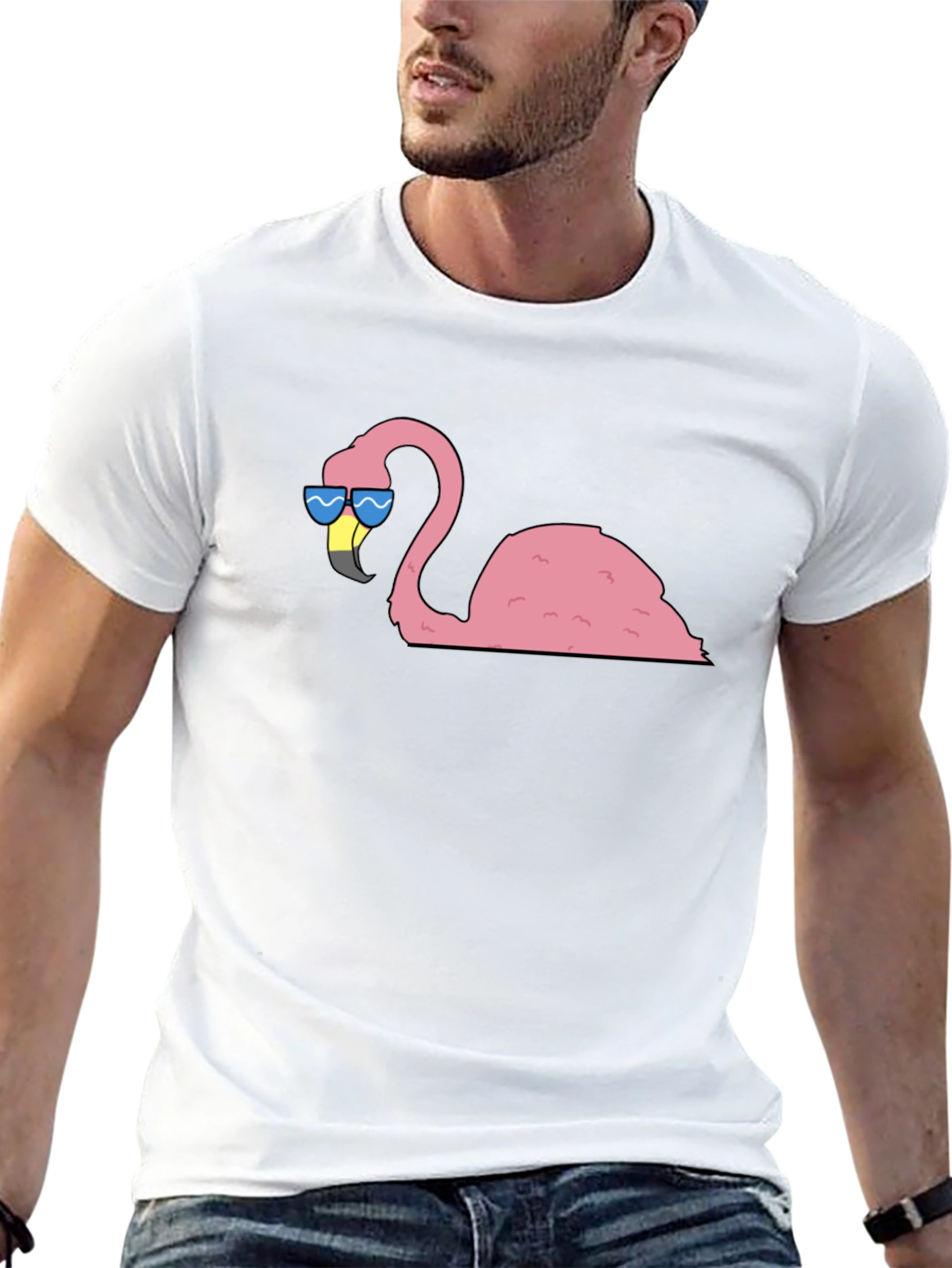 Cool Flamingo Graphic Tee - Black Cotton T-Shirt