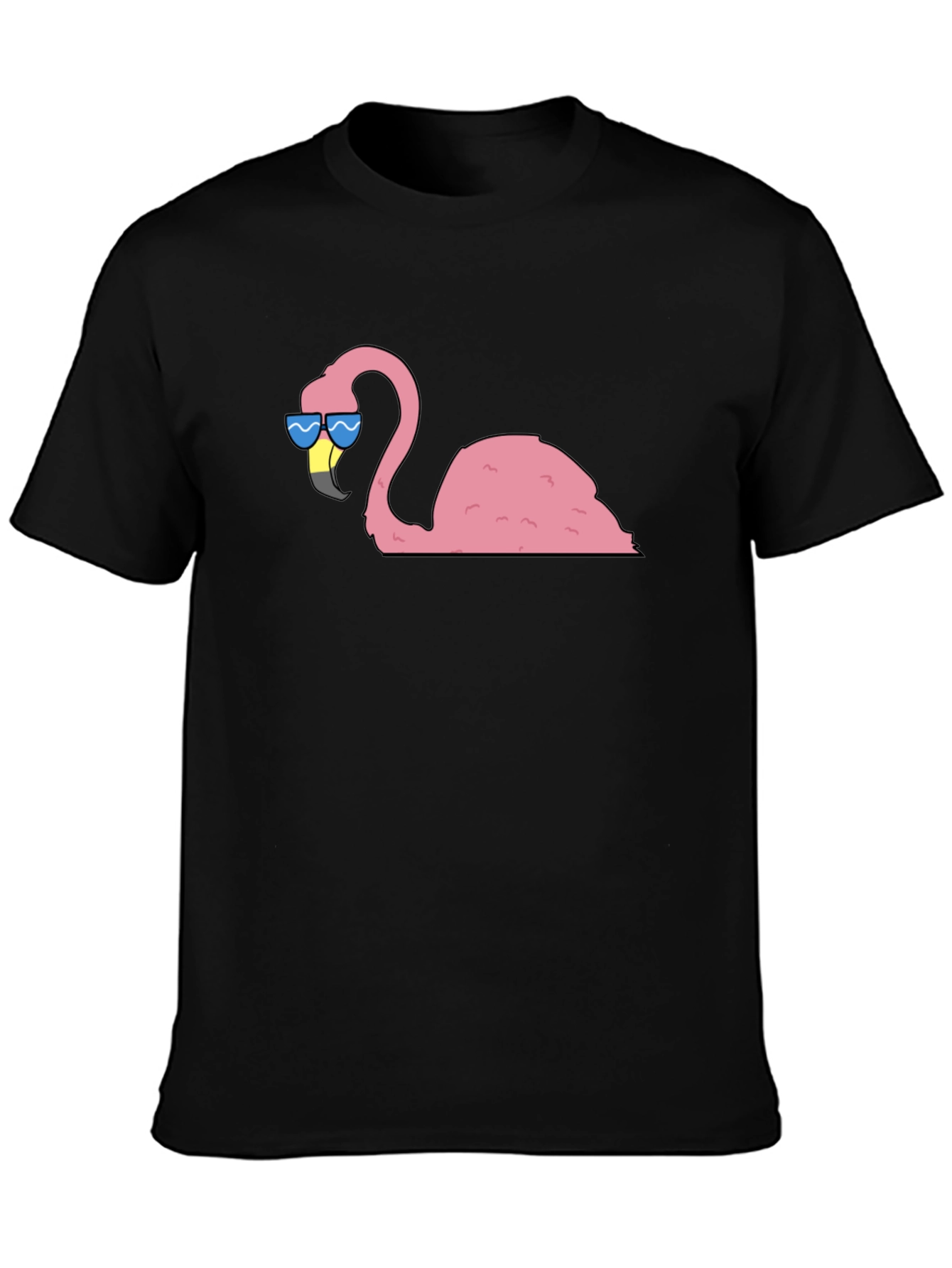 Cool Flamingo Graphic Tee - Black Cotton T-Shirt