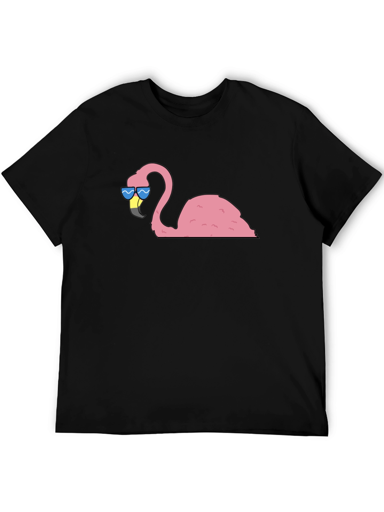 Cool Flamingo Graphic Tee - Black Cotton T-Shirt