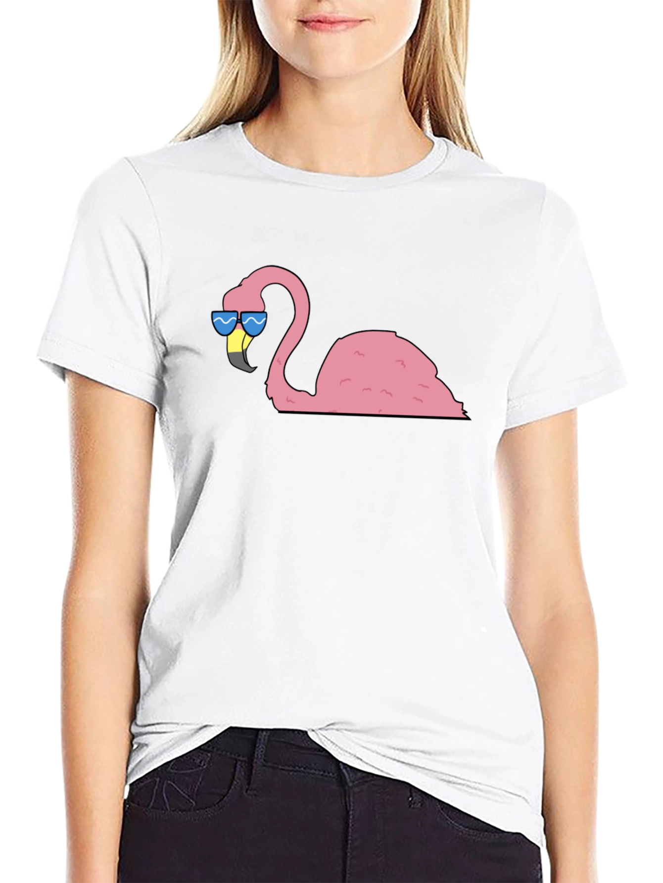 Cool Flamingo Graphic Tee - Black Cotton T-Shirt