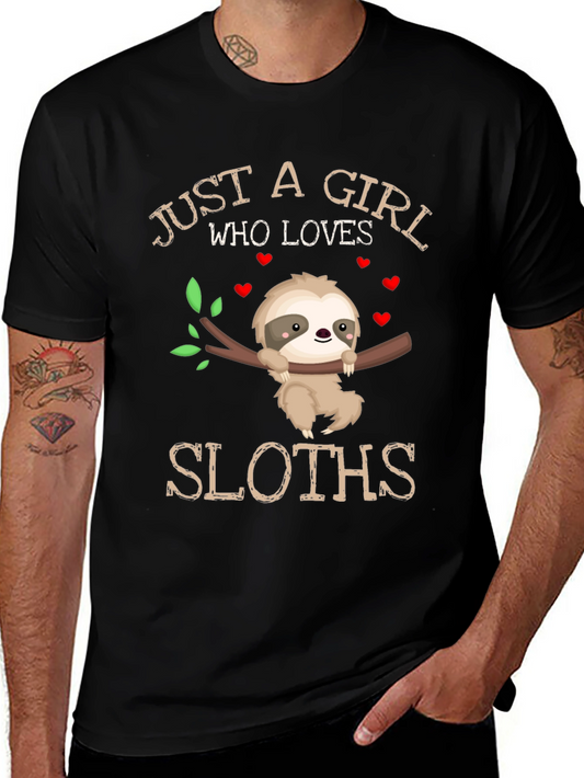 Girl Loves Sloths T-Shirt - Cute Sloth Lover Tee