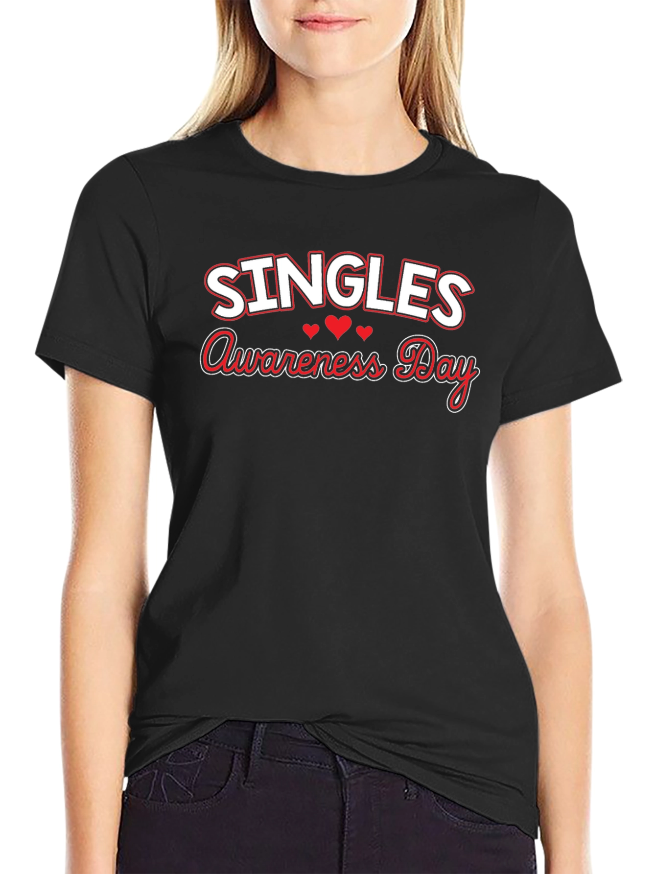 Singles Awareness Day T-Shirt - Black
