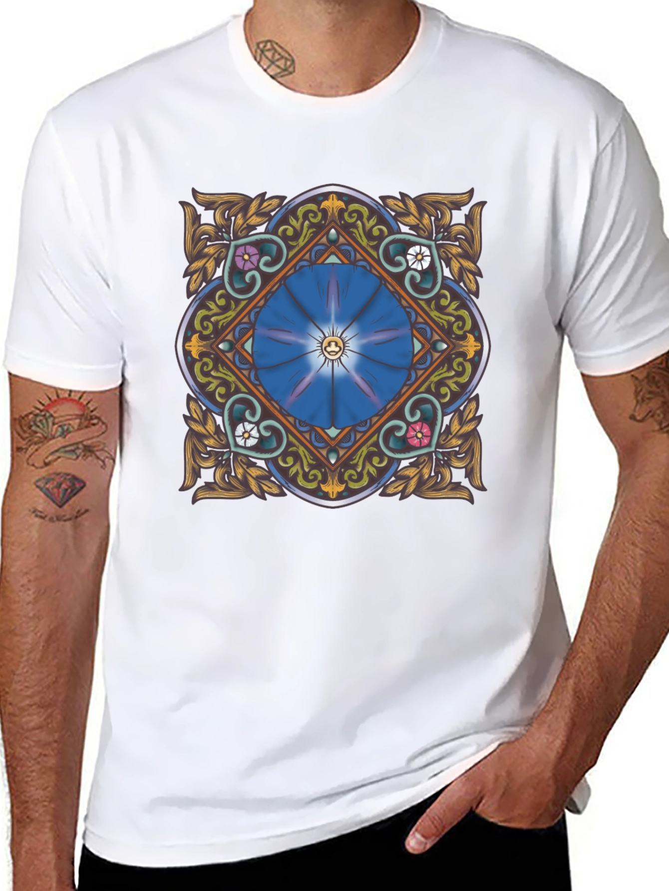 Floral Mandala Graphic Tee - Stylish Black T-Shirt