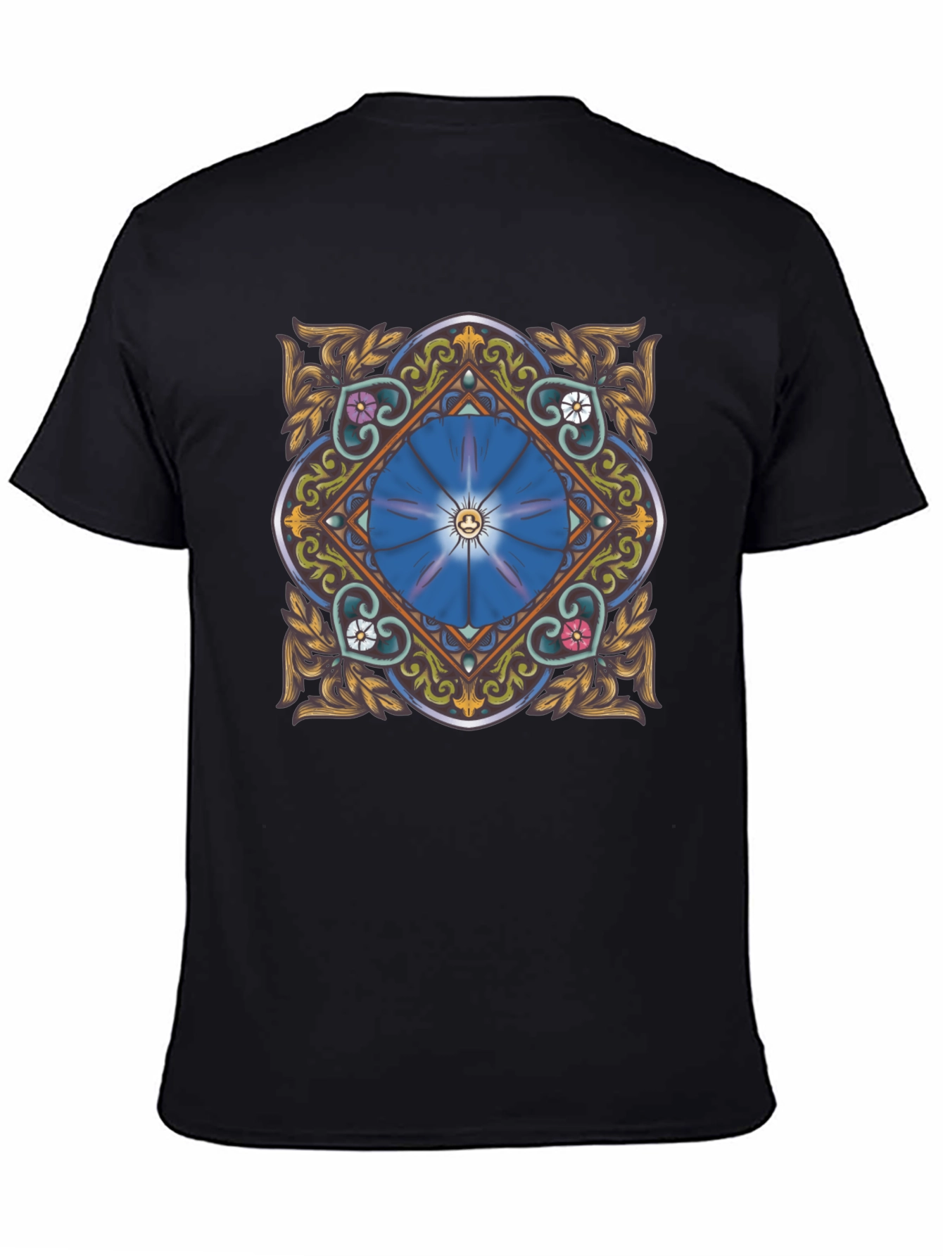 Floral Mandala Graphic Tee - Stylish Black T-Shirt