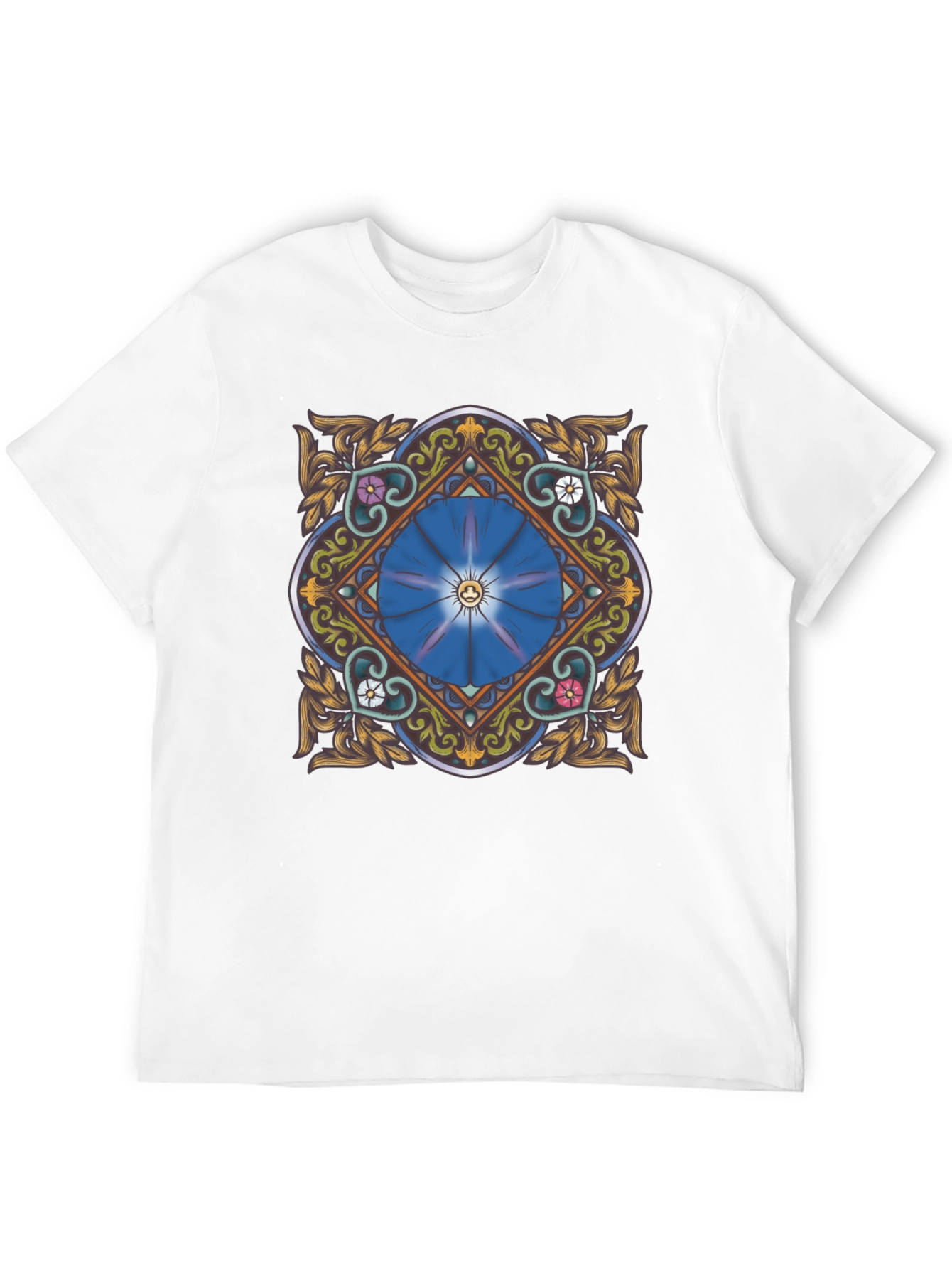 Floral Mandala Graphic Tee - Stylish Black T-Shirt