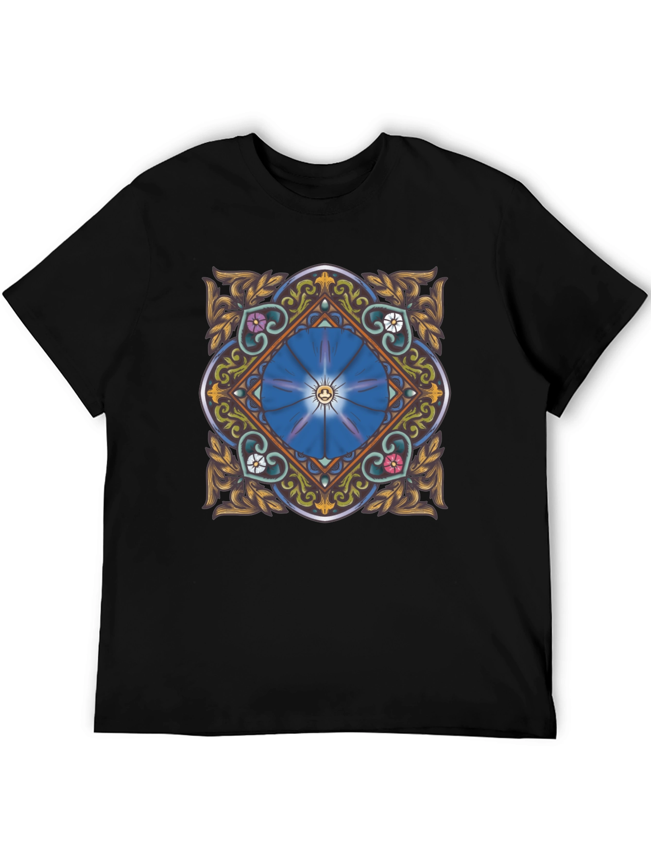 Floral Mandala Graphic Tee - Stylish Black T-Shirt