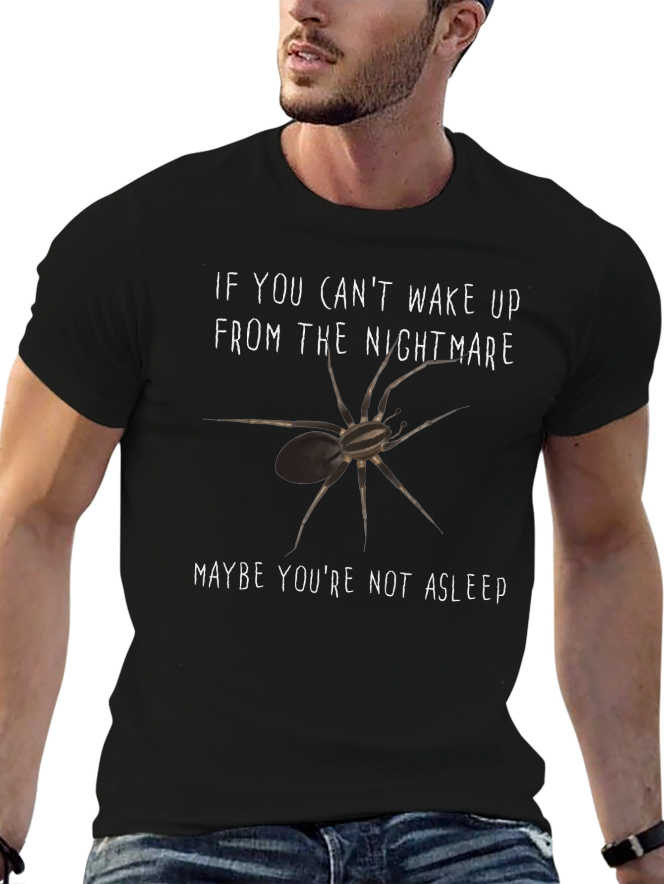 Nightmare Spider Graphic Tee - Black Cotton T-Shirt