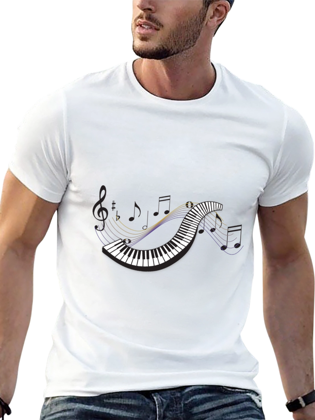 Piano Keys Music Graphic Mens T-Shirt