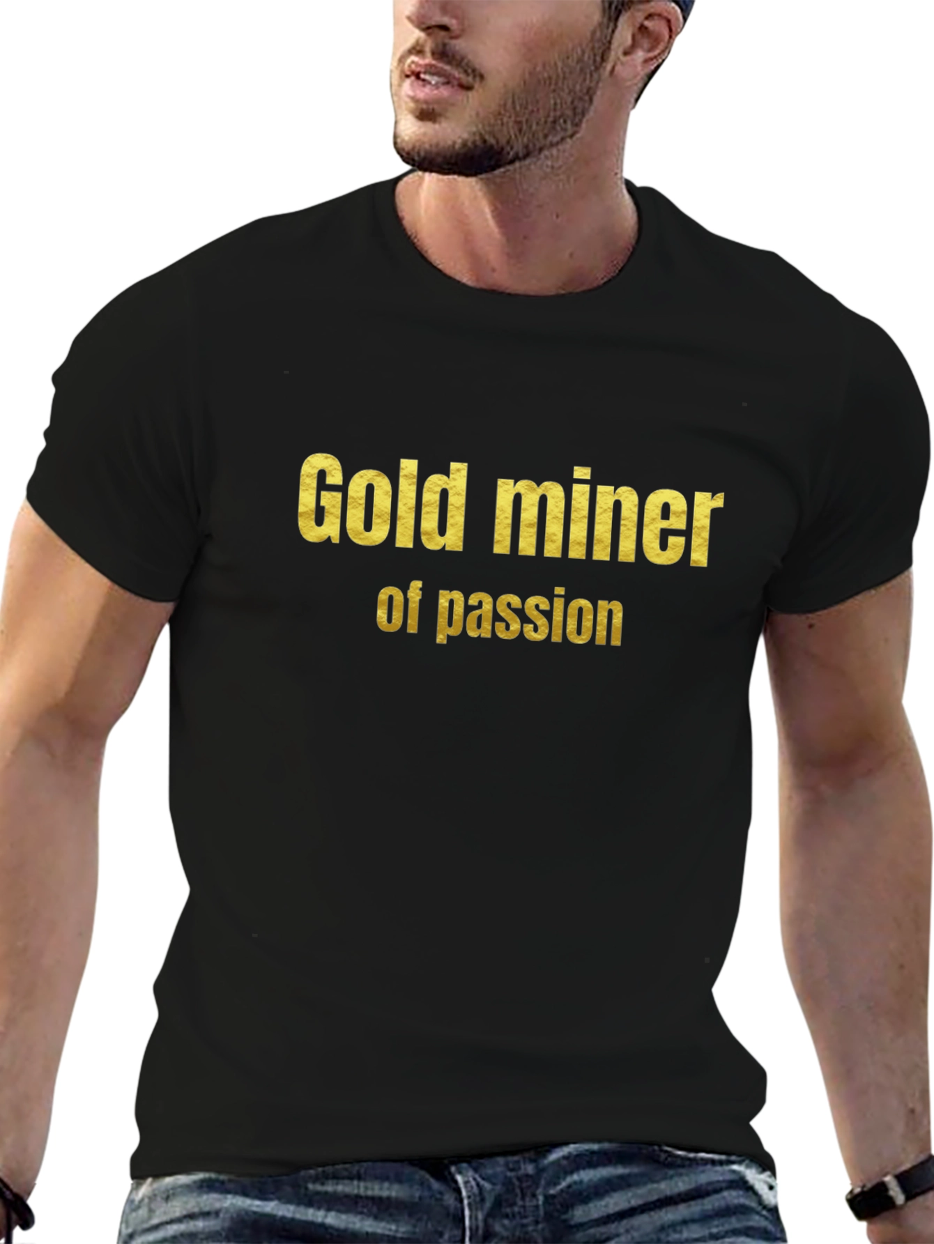 Gold Miner of Passion Graphic Tee - Black Cotton