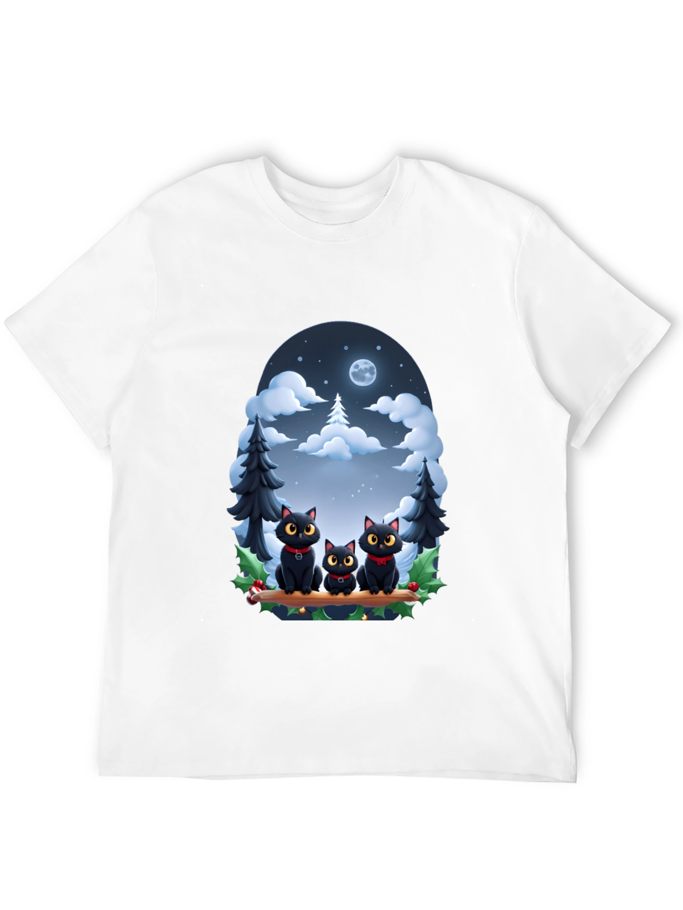 Black Cat Christmas T-Shirt