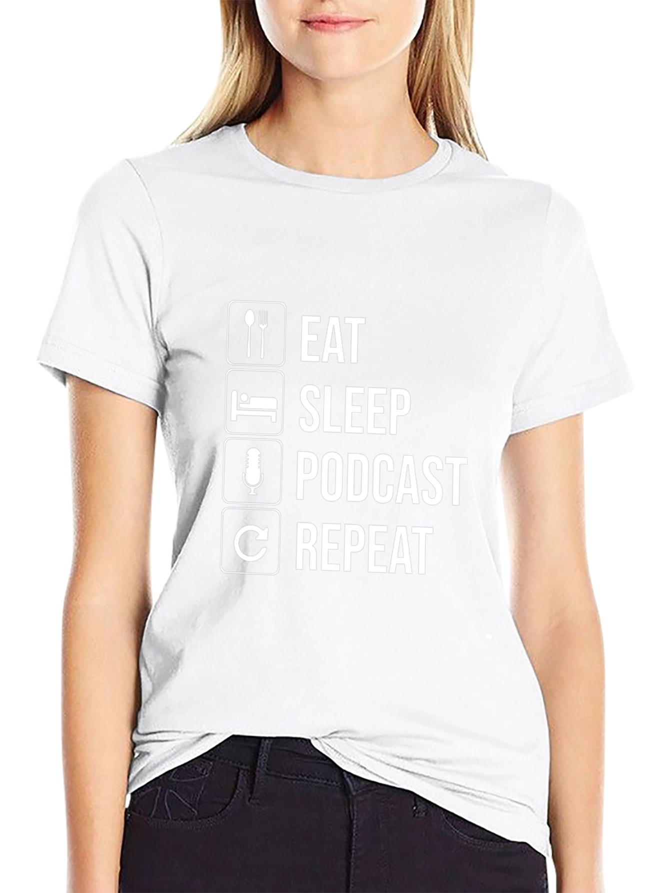 Eat Sleep Podcast Repeat T-Shirt - Podcasting Hobby Tee