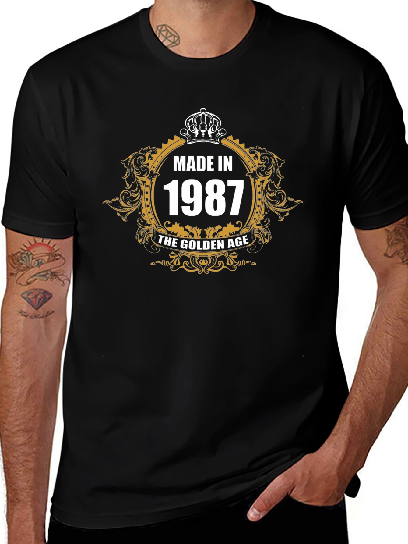Made in 1987 Golden Age Black Graphic T-Shirt