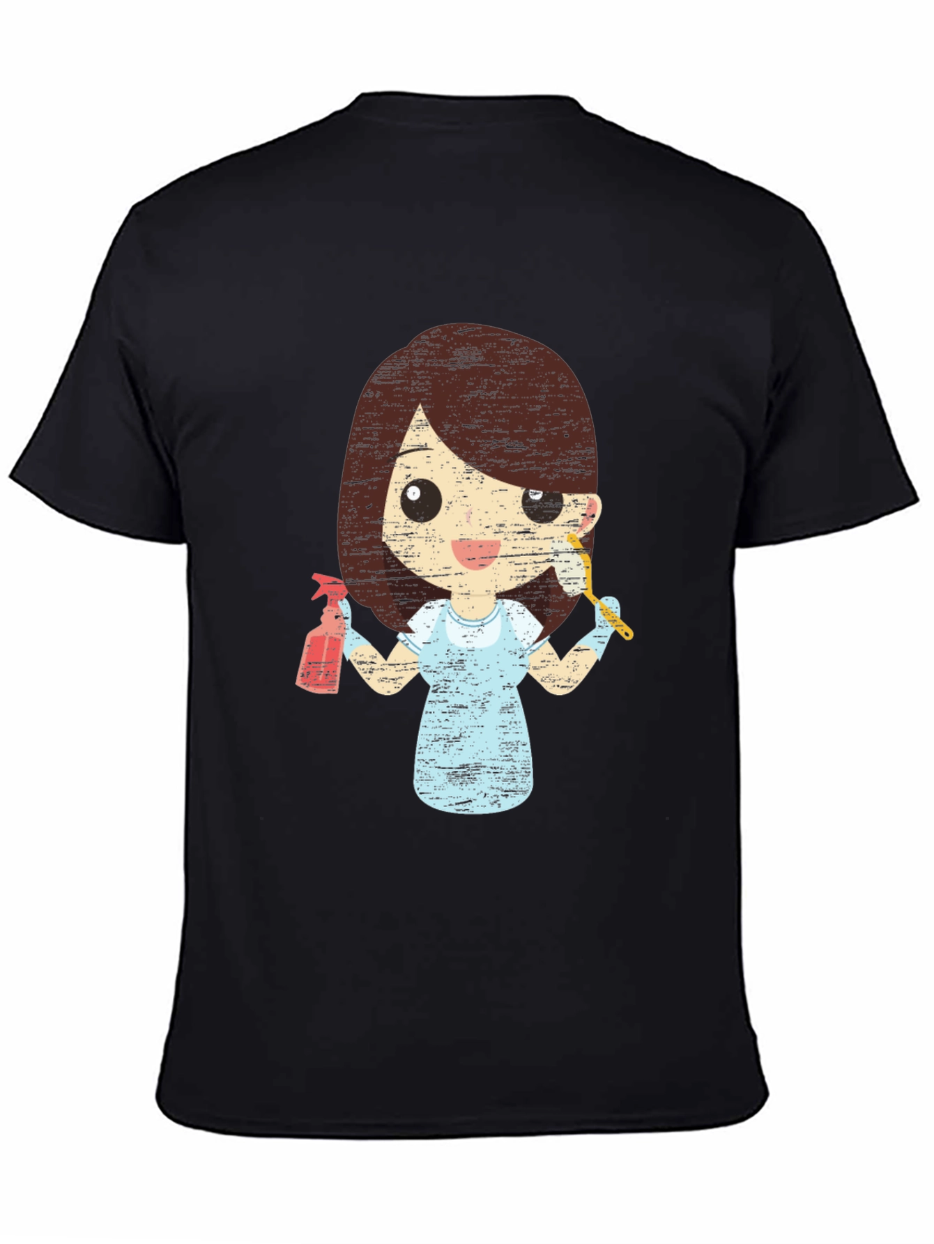 Cleaning Lady Graphic Tee - Unisex Black T-Shirt