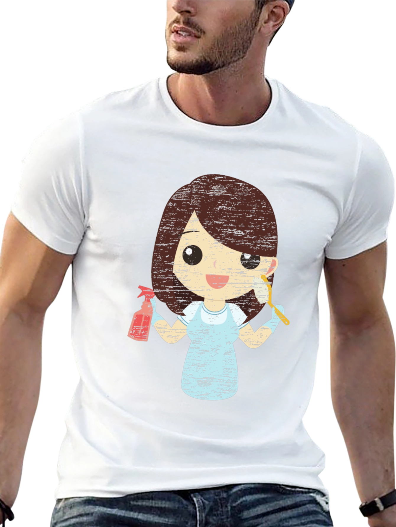 Cleaning Lady Graphic Tee - Unisex Black T-Shirt