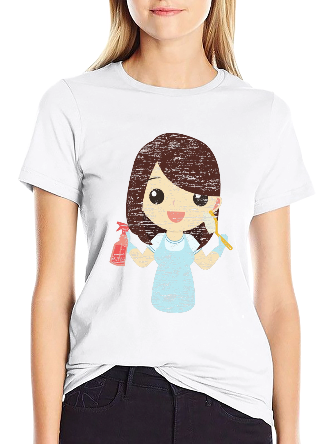 Cleaning Lady Graphic Tee - Unisex Black T-Shirt
