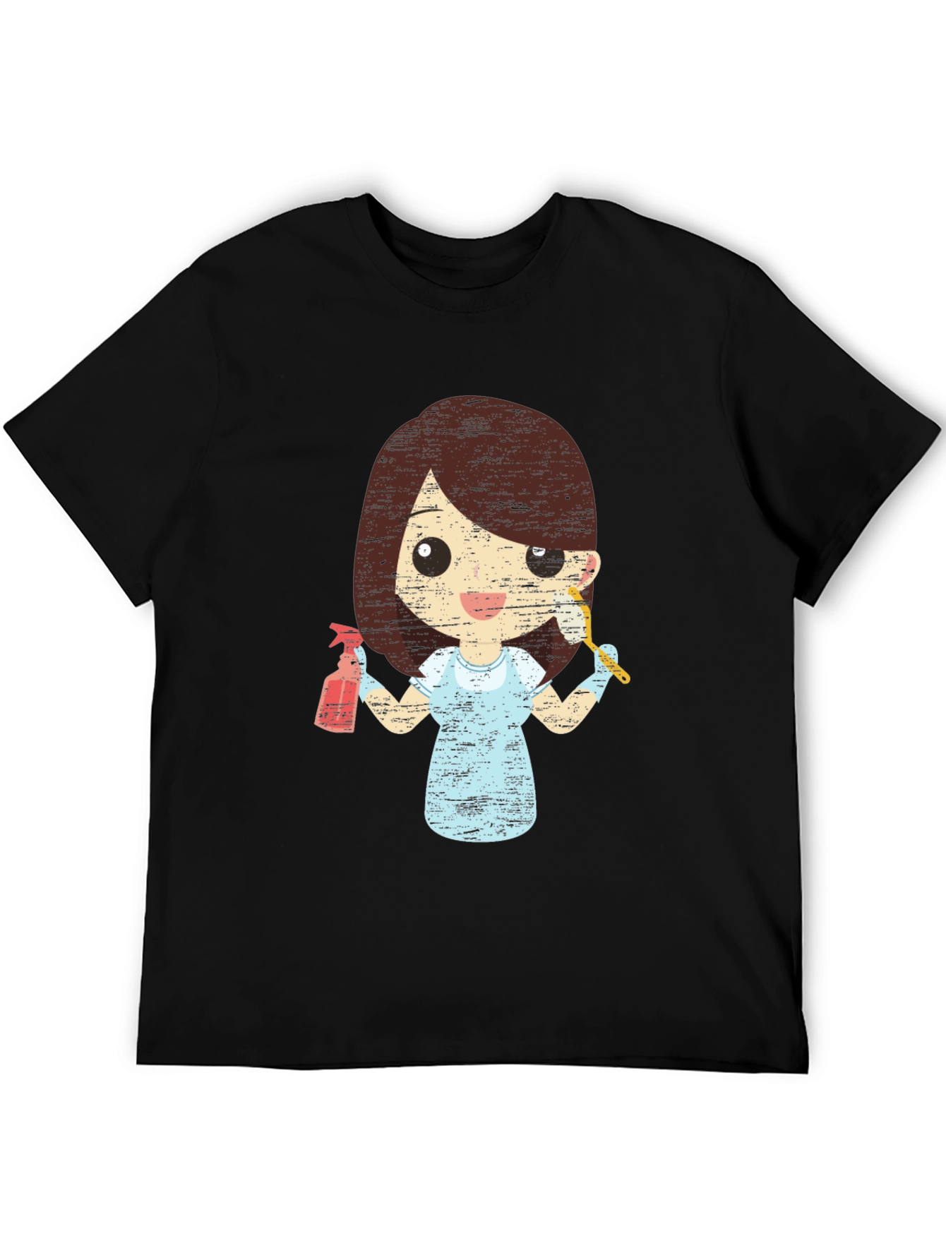 Cleaning Lady Graphic Tee - Unisex Black T-Shirt