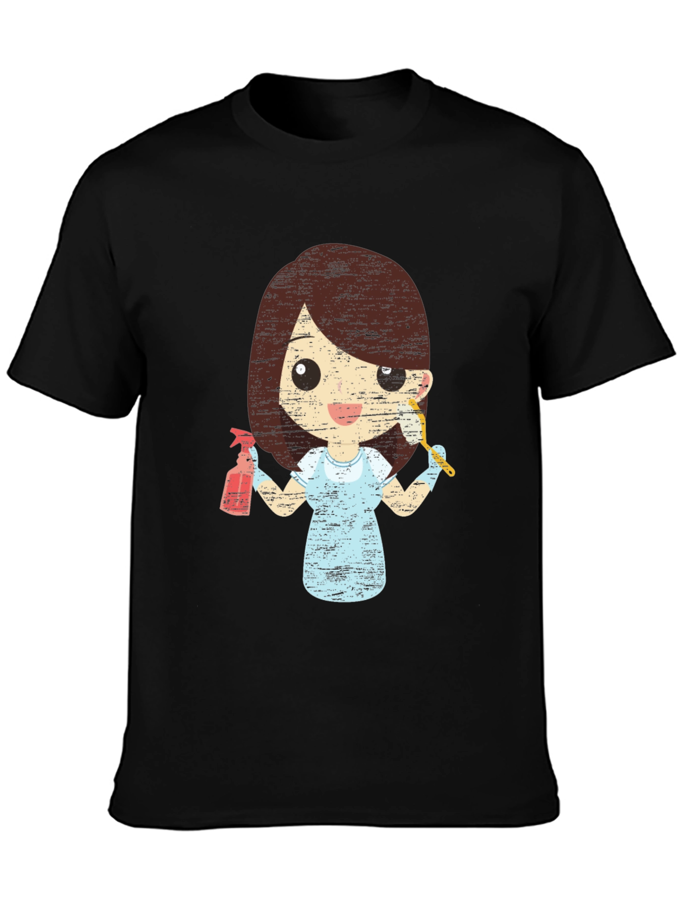Cleaning Lady Graphic Tee - Unisex Black T-Shirt