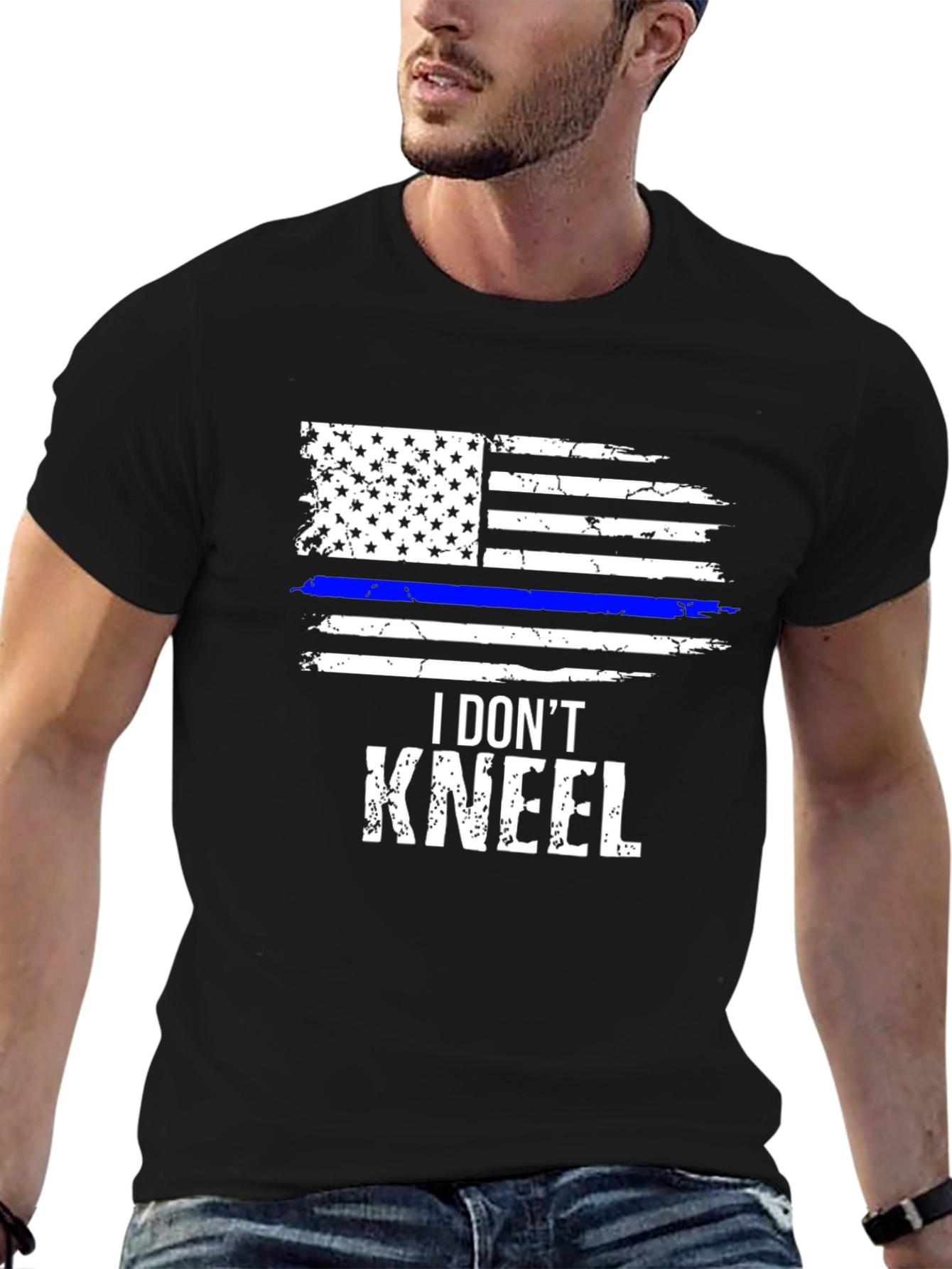 I Dont Kneel T-Shirt Patriotic USA Flag