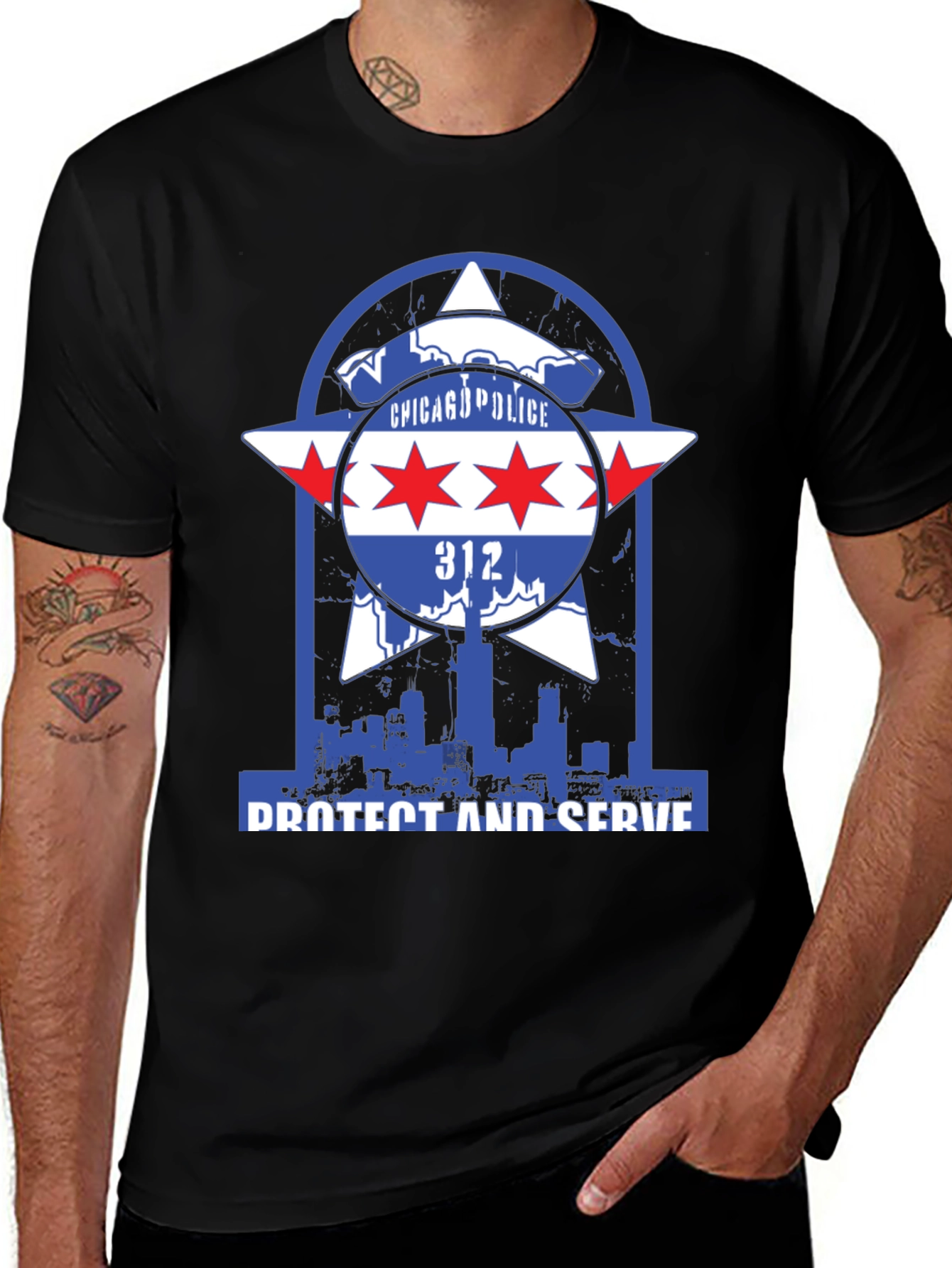 Chicago Police Protect and Serve Graphic T-Shirt