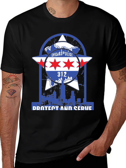 Chicago Police Protect and Serve Graphic T-Shirt