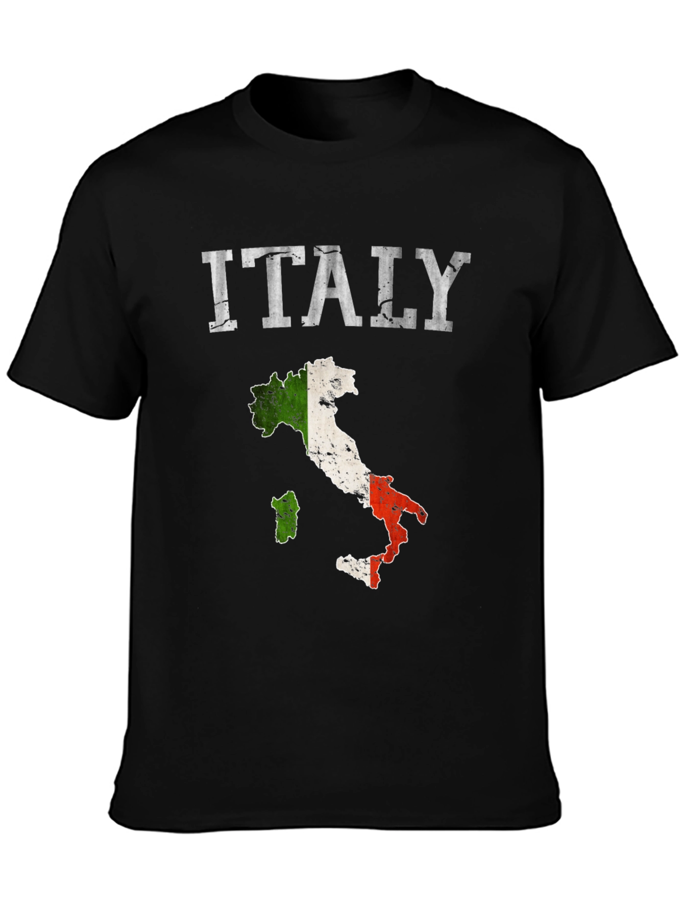 Italy Map Flag Graphic Tee - Black