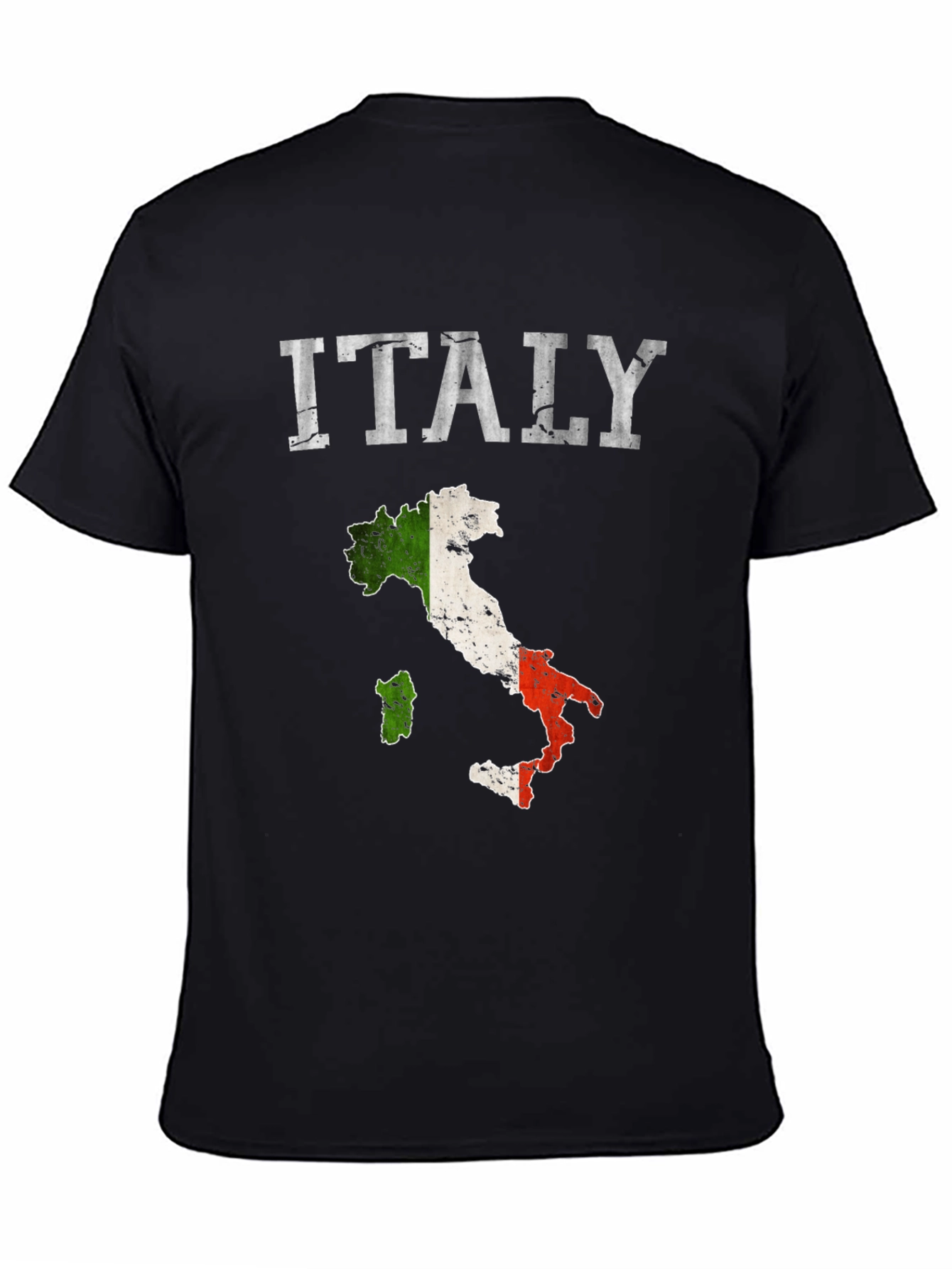 Italy Map Flag Graphic Tee - Black